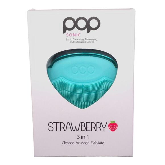 Pop Sonic 3 in 1 Strawberry Facial Sonic Cleansing Massaging Exfoliating Device - Picture 3 of 5